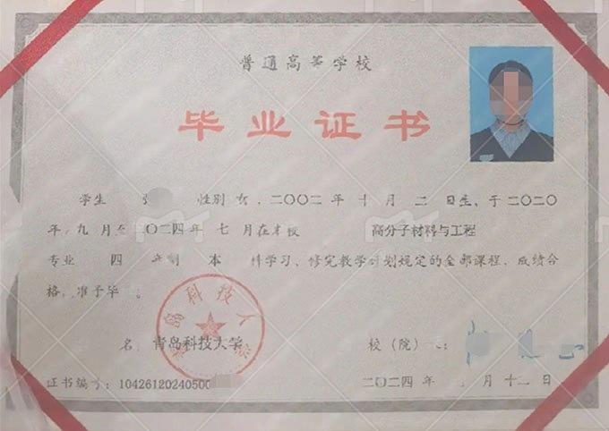 青岛科技大学毕业证样本图片