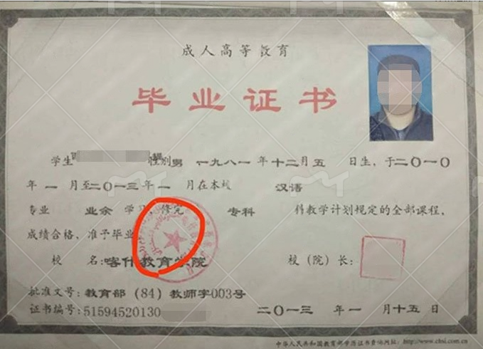 喀什教育学院毕业证样本图片