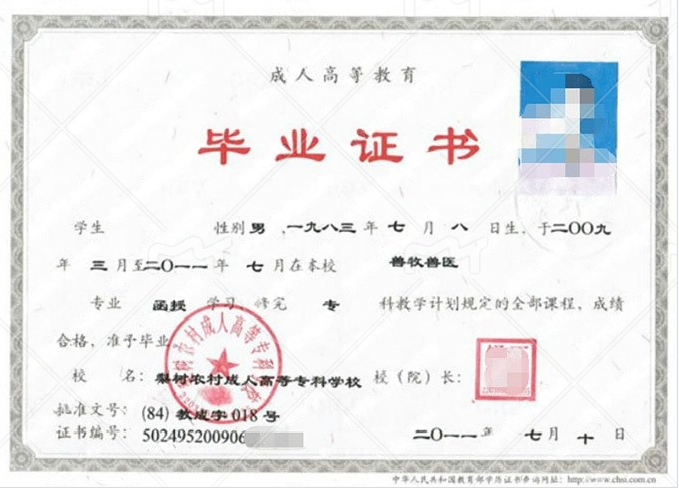 梨树农村成人高等专科学校毕业证样本图片