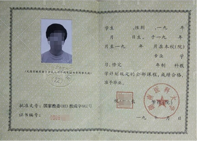 湖南医科大学毕业证样本图片